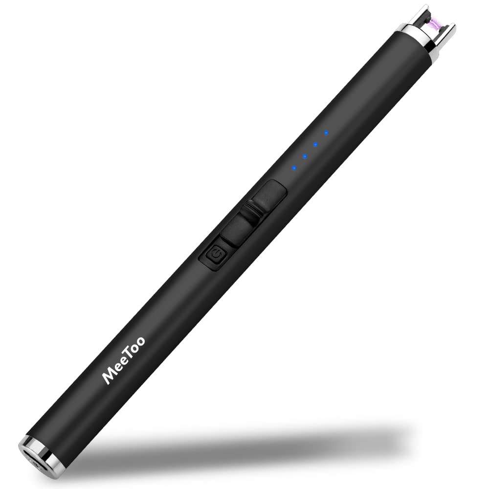 MeeToo Candle Electric Lighter Rechargeable USB Type-C Lighters for Candle Christmas Kitchen Camping Party, Gifts for Wife Women Men Nana Black