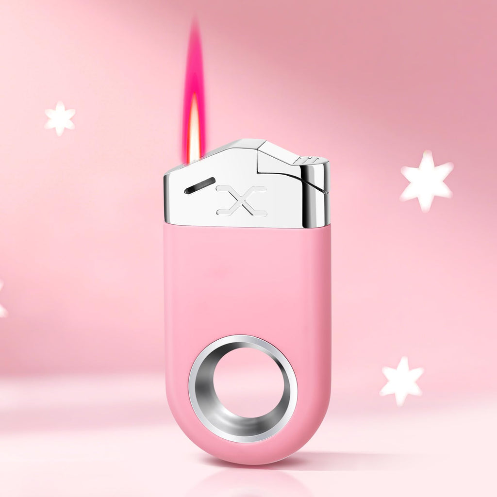 Cool Butane Torch Lighter, Funny Keychain Lighters for Candle BBQ, Refillable&Adjustable EDC Pocket Lighter with Windproof Jet Flame, Unique Gifts for Men Women (Black)