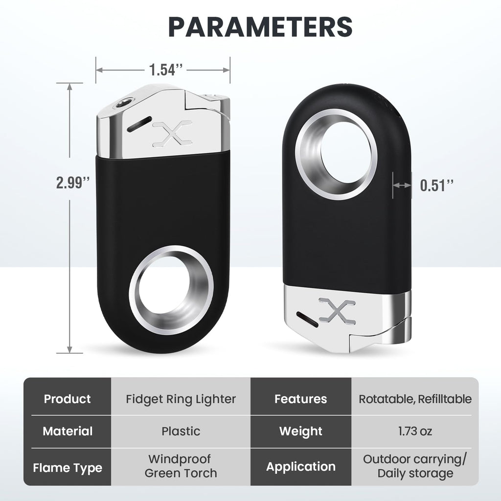 Cool Butane Torch Lighter, Funny Keychain Lighters for Candle BBQ, Refillable&Adjustable EDC Pocket Lighter with Windproof Jet Flame, Unique Gifts for Men Women (Black)