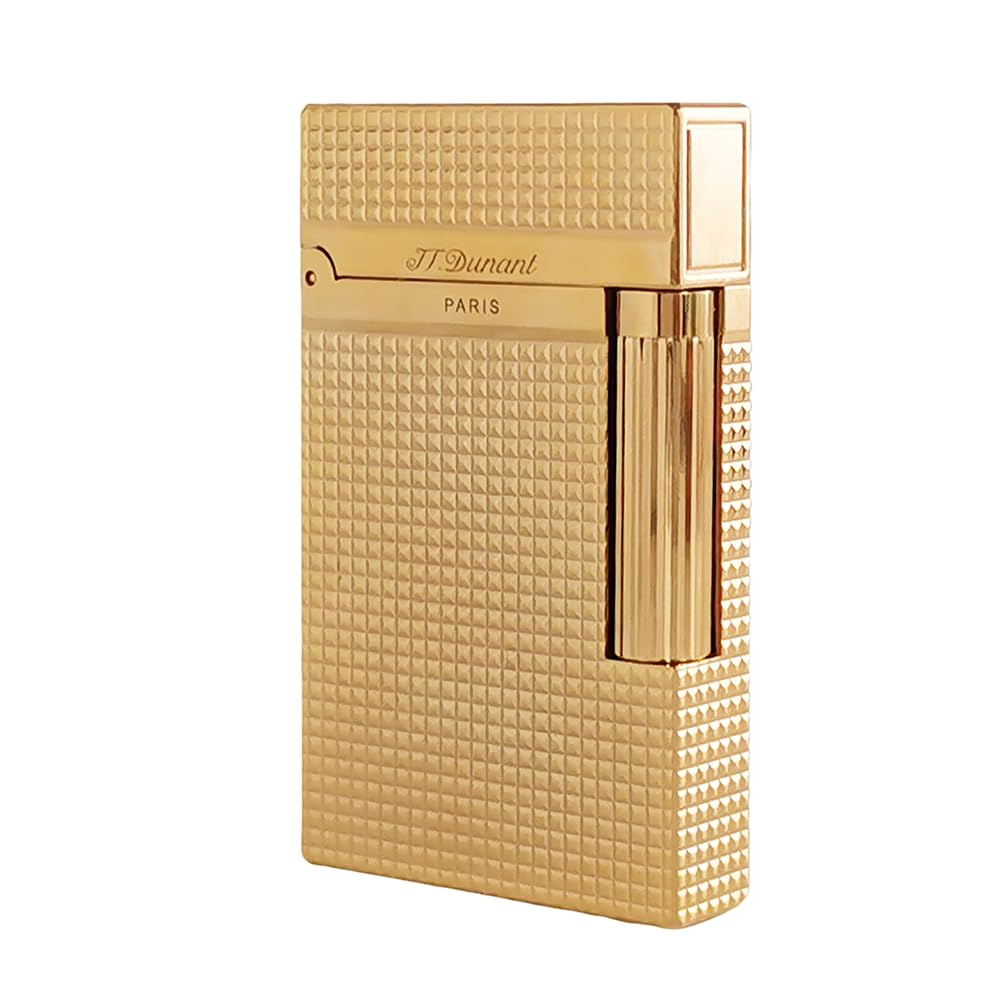 Classic Diamond Head Lighter, Ligne 2 Lighters, Adjustable Soft Flame, Ping Sound, Gift for Men Dad Boyfriend (Gold Single Flame)